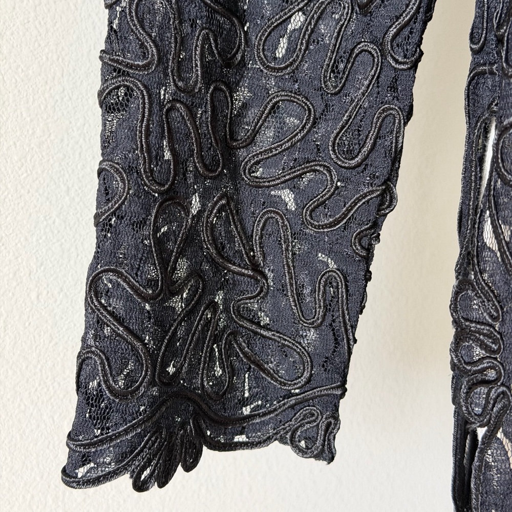 Sassy Thai Black Lace Floral Embroidered Sheer Cardigan Boho Gothic Coquette S/M - Picture 6 of 16